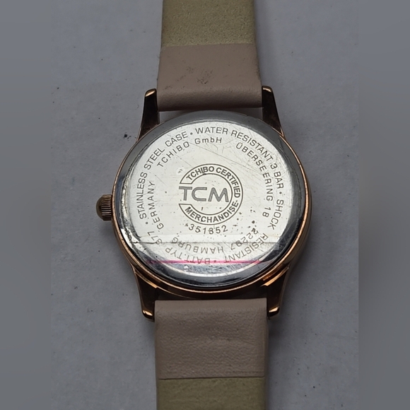 Womens TCM Twmpo d'Ore Diamond Dial Quartz Watch Pink Leather Strap New Battery - Picture 11 of 11